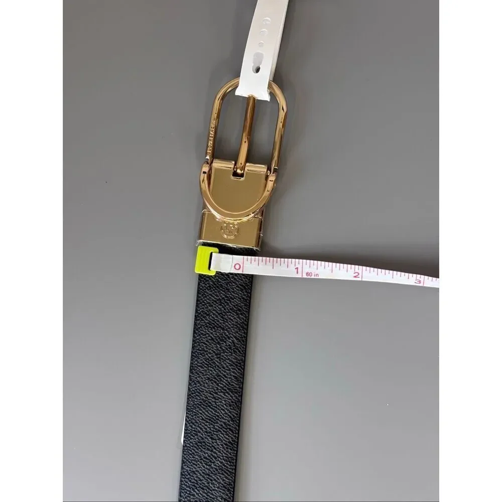 Michael Kors twist Reversible leather Belt black logo XXL new